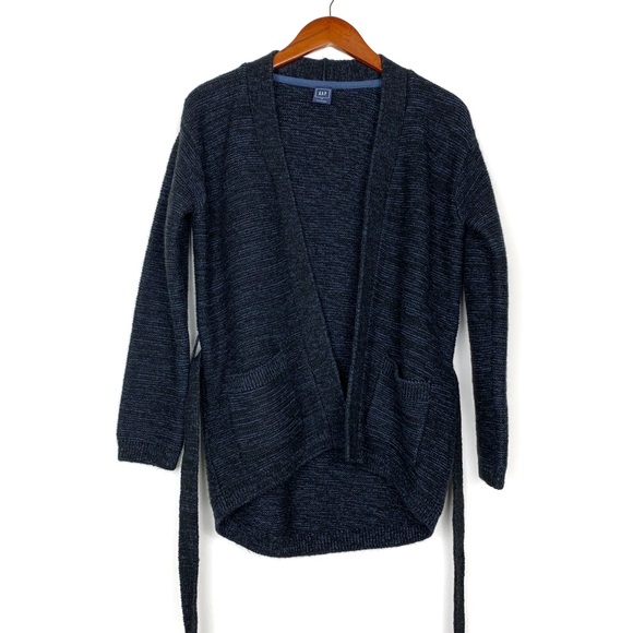 Gap Navy & Black Space Dye Tie Waist Cardigan - Picture 2 of 4